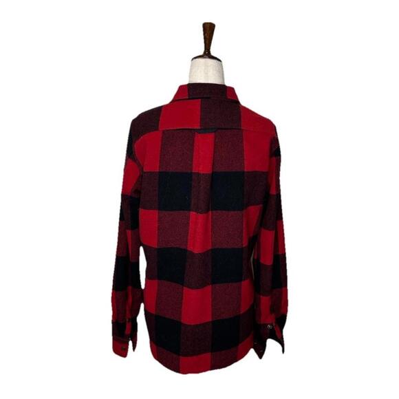 FjallRaven Canada Shirt Womens S Shacket Wool Blend Buffalo Plaid Red Comfort - Picture 3 of 9